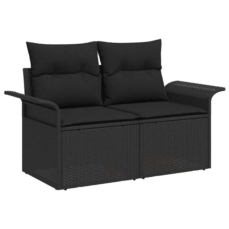 Sodo Sofų Rinkinys su pagalve 7 pcs Juoda