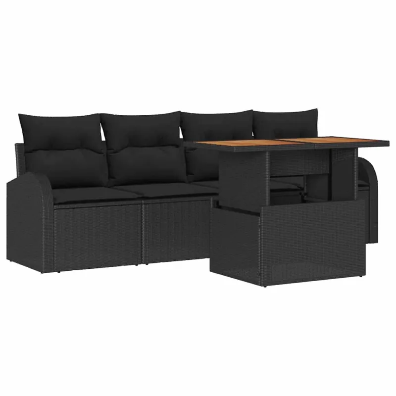 Sodo Sofų Rinkinys 5 pcs Juoda