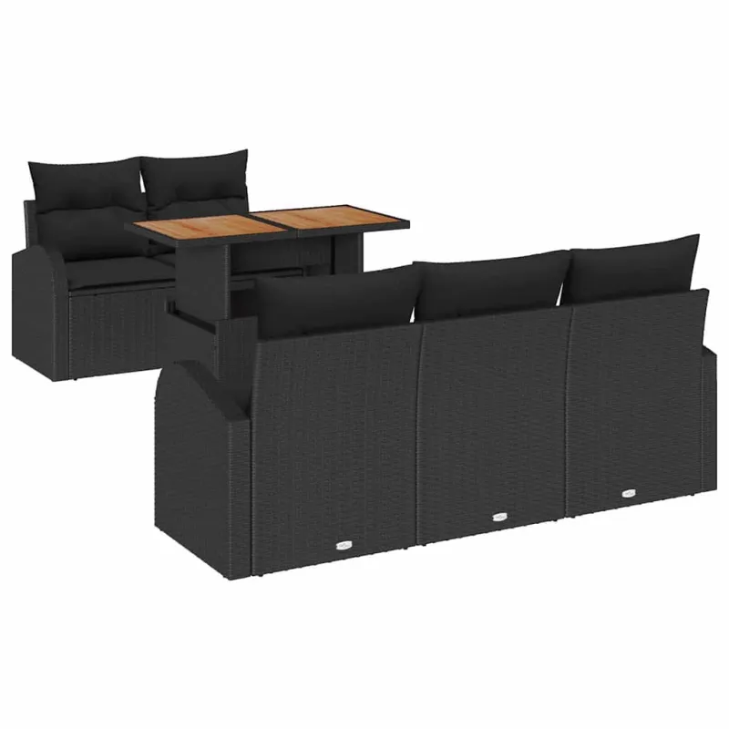 Sodo Sofų Rinkinys su pagalve 6 pcs Juoda