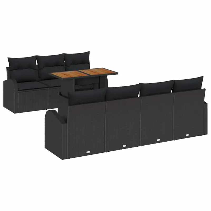 Sodo Sofų Rinkinys su pagalve 8 pcs Juoda