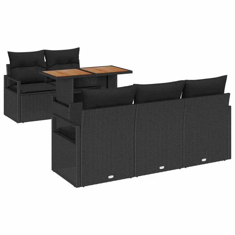 Sodo Sofų Rinkinys su pagalve 6 pcs Juoda