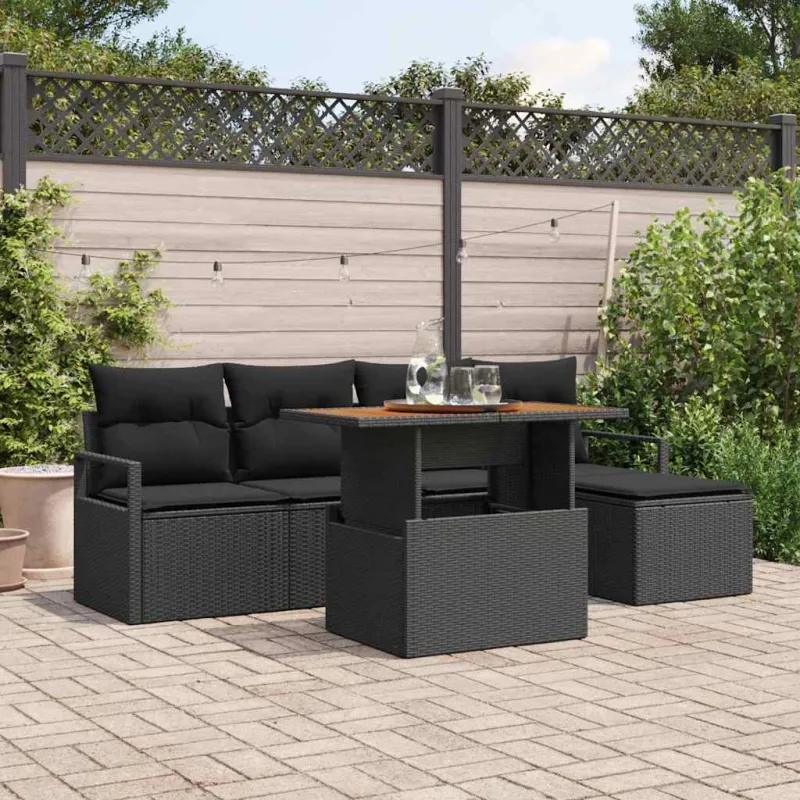 Sodo valgomojo komplektas su pagalve 6 pcs Juoda ir Ruda