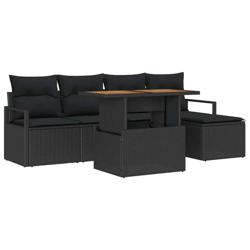 Sodo valgomojo komplektas su pagalve 6 pcs Juoda ir Ruda