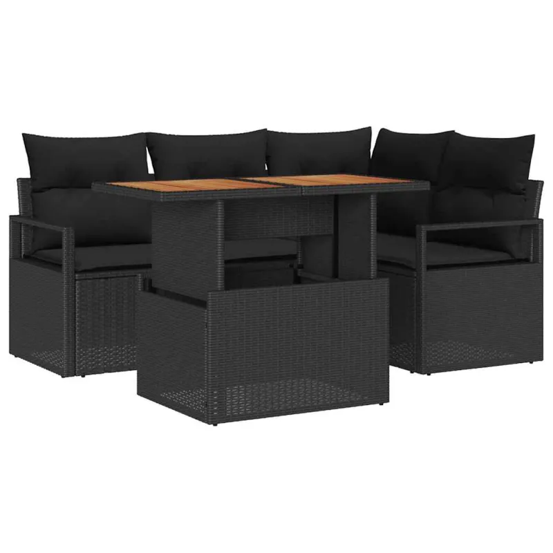 Sodo valgomojo komplektas su pagalve 5 pcs Juoda ir Ruda