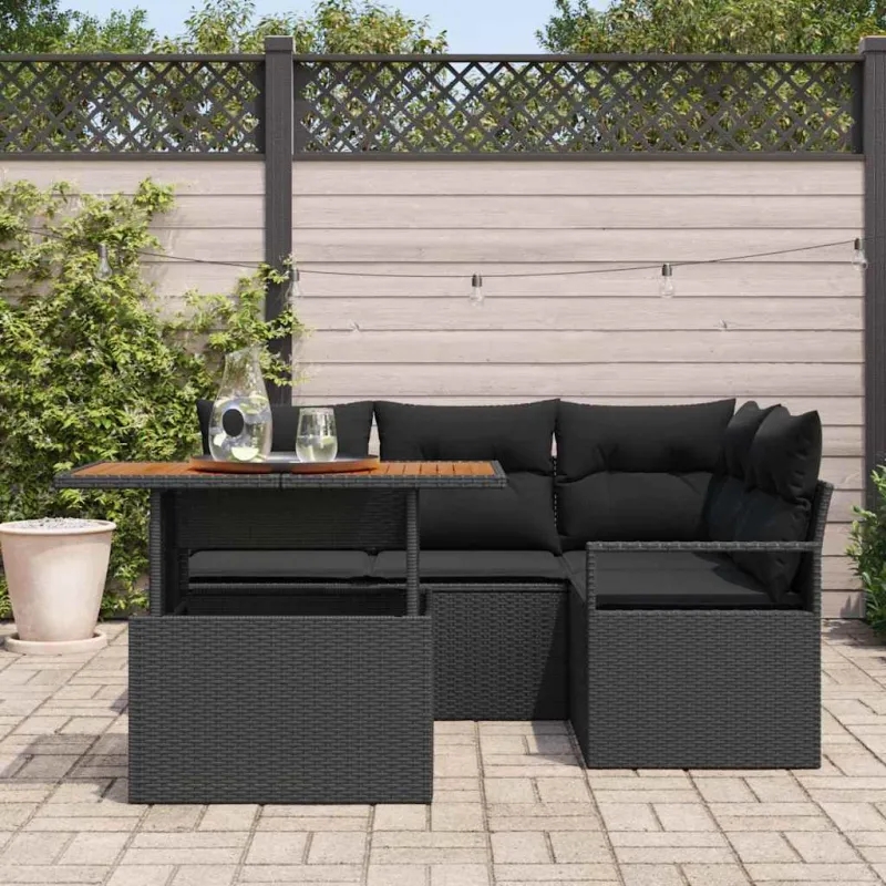 Sodo valgomojo komplektas su pagalve 5 pcs Juoda ir Ruda
