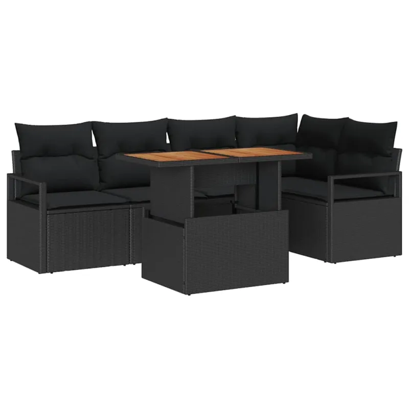 Sodo valgomojo komplektas su pagalve 6 pcs Juoda ir Ruda