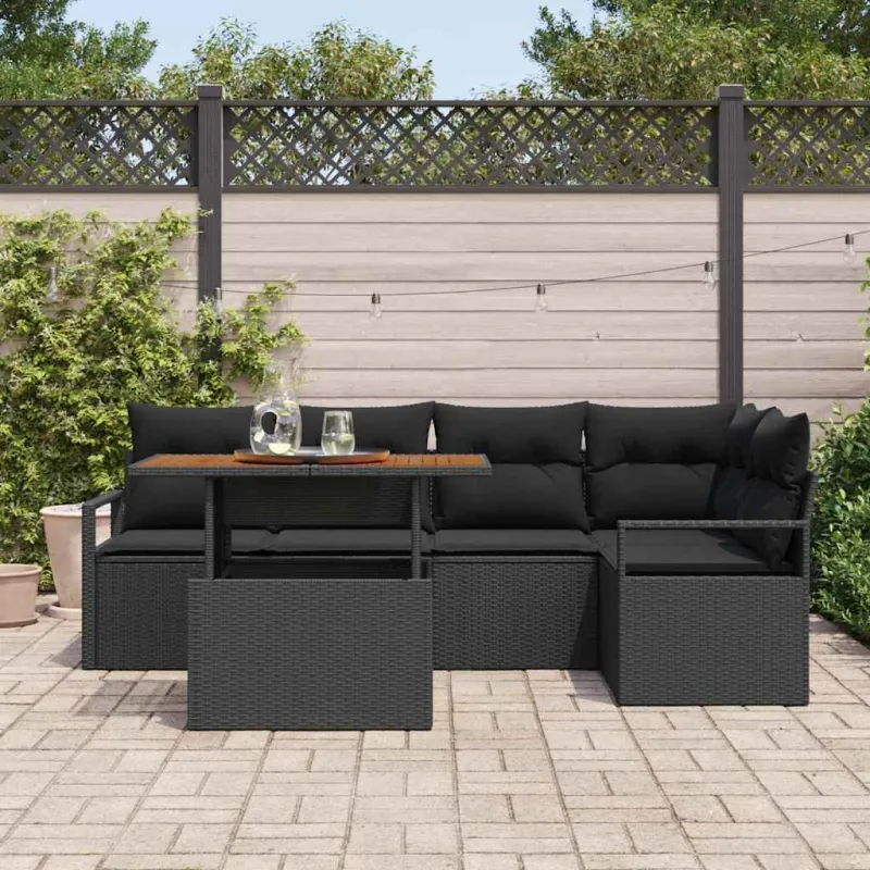 Sodo valgomojo komplektas su pagalve 6 pcs Juoda ir Ruda
