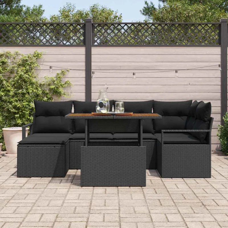 Sodo valgomojo komplektas su pagalve 7 pcs Juoda ir Ruda