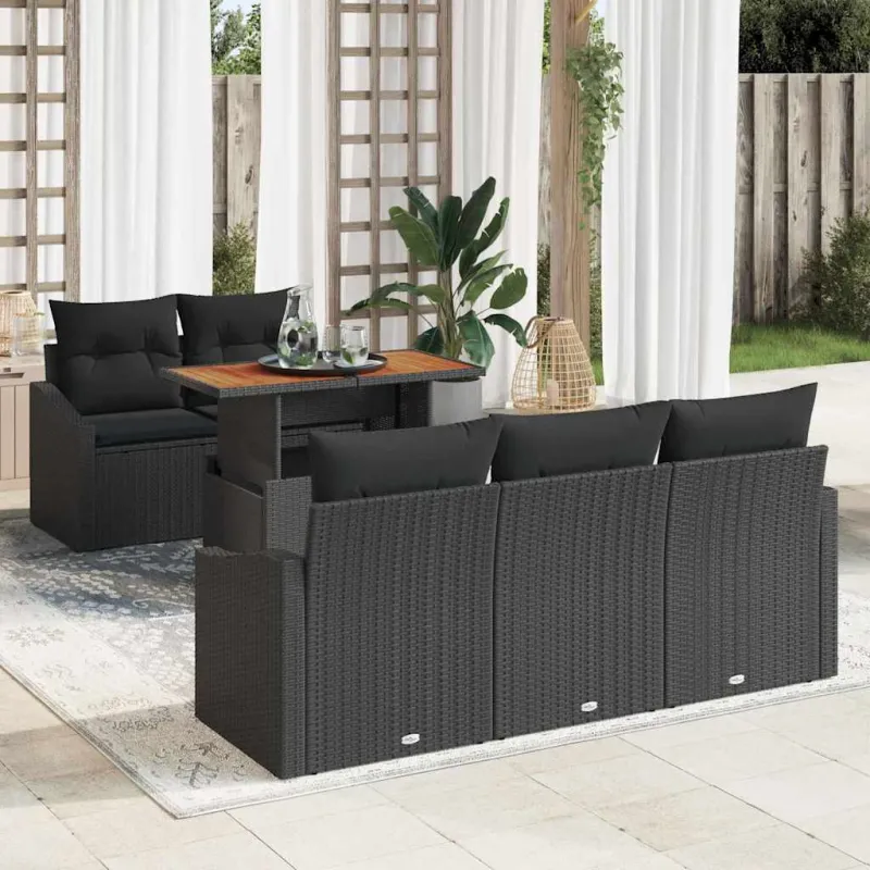 Sodo valgomojo komplektas su pagalve 6 pcs Juoda ir Ruda