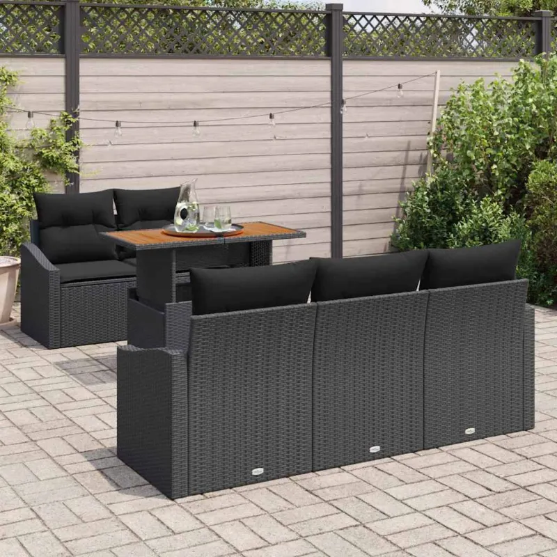 Sodo valgomojo komplektas su pagalve 6 pcs Juoda ir Ruda