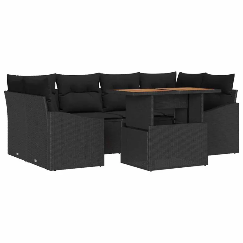 Sodo valgomojo komplektas su pagalve 7 pcs Juoda ir Ruda