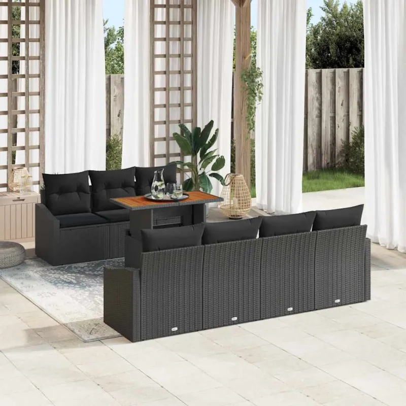 Sodo valgomojo komplektas su pagalve 8 pcs Juoda ir Ruda
