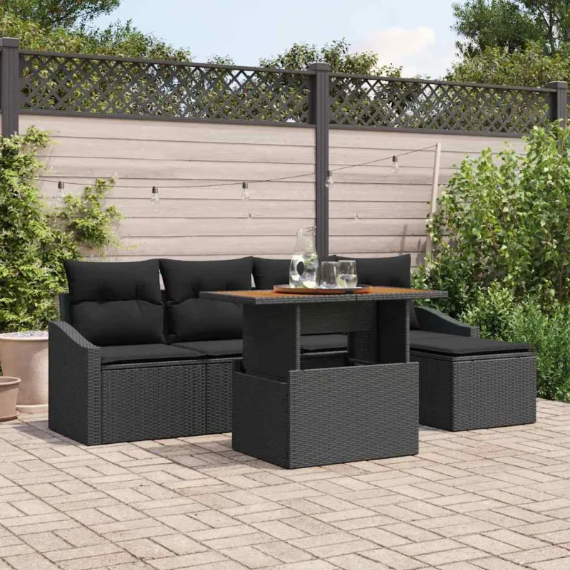 Sodo valgomojo komplektas su pagalve 6 pcs Juoda ir Ruda