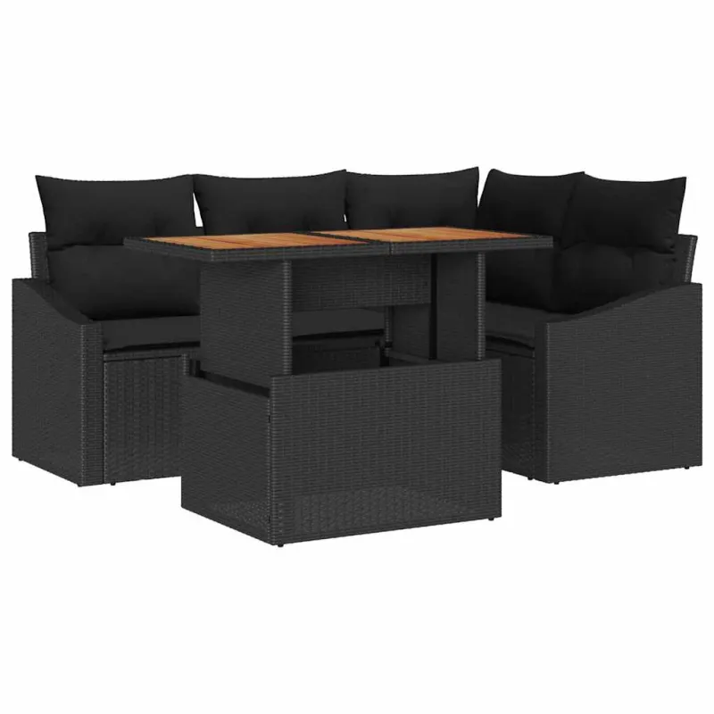 Sodo valgomojo komplektas su pagalve 5 pcs Juoda ir Ruda