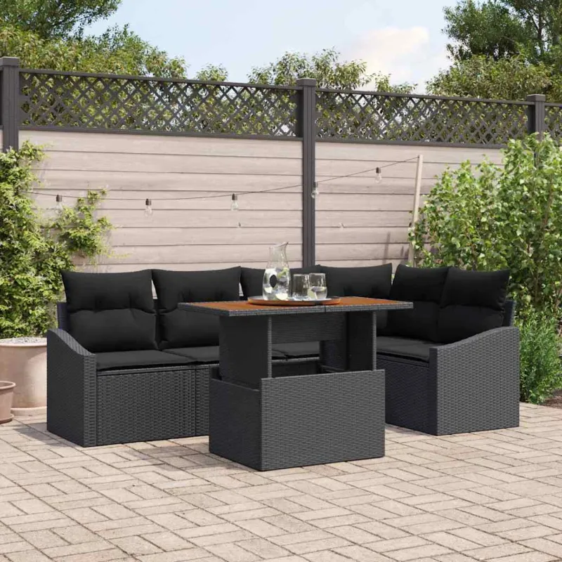 Sodo valgomojo komplektas su pagalve 6 pcs Juoda ir Ruda