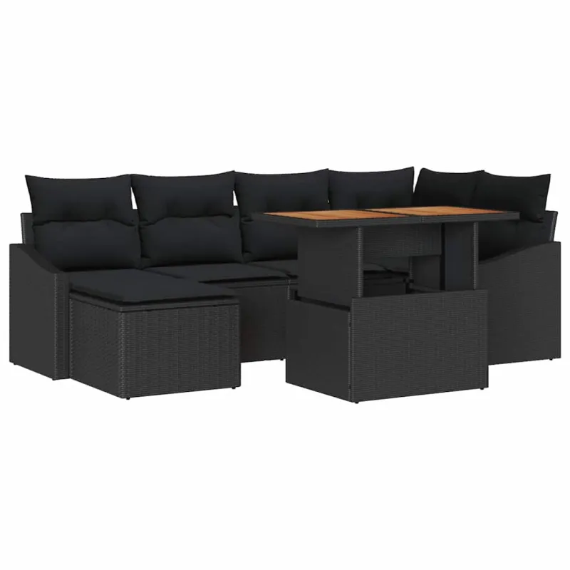 Sodo valgomojo komplektas su pagalve 7 pcs Juoda ir Ruda