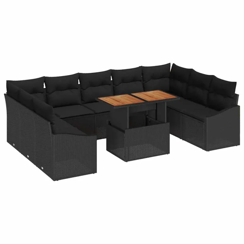 Sodo valgomojo komplektas su pagalve 10 pcs Juoda ir Ruda