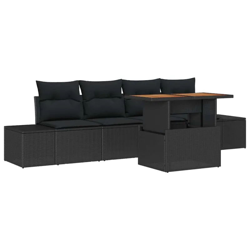 Sodo valgomojo komplektas su pagalve 5 pcs Juoda ir Ruda