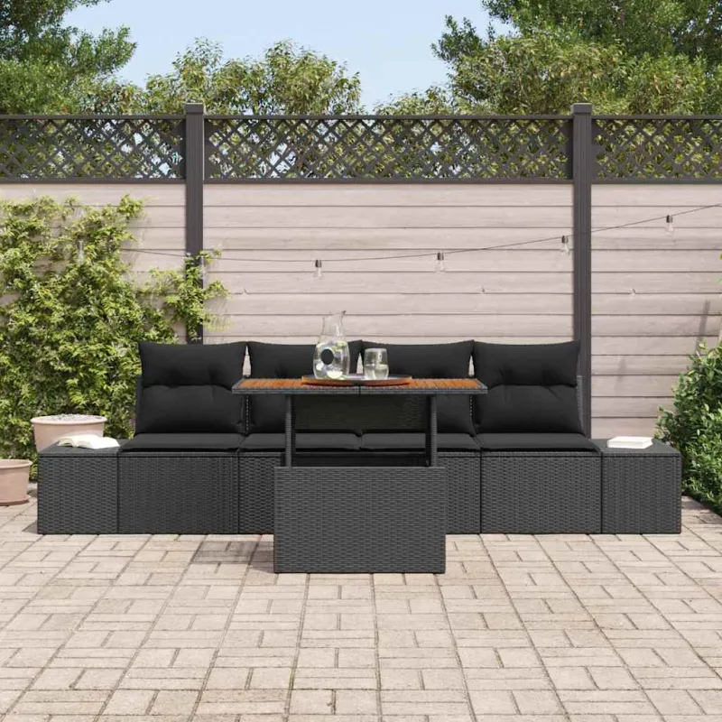 Sodo valgomojo komplektas su pagalve 5 pcs Juoda ir Ruda