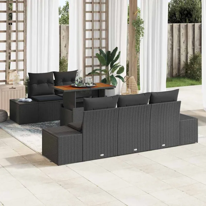 Sodo valgomojo komplektas su pagalve 6 pcs Juoda ir Ruda