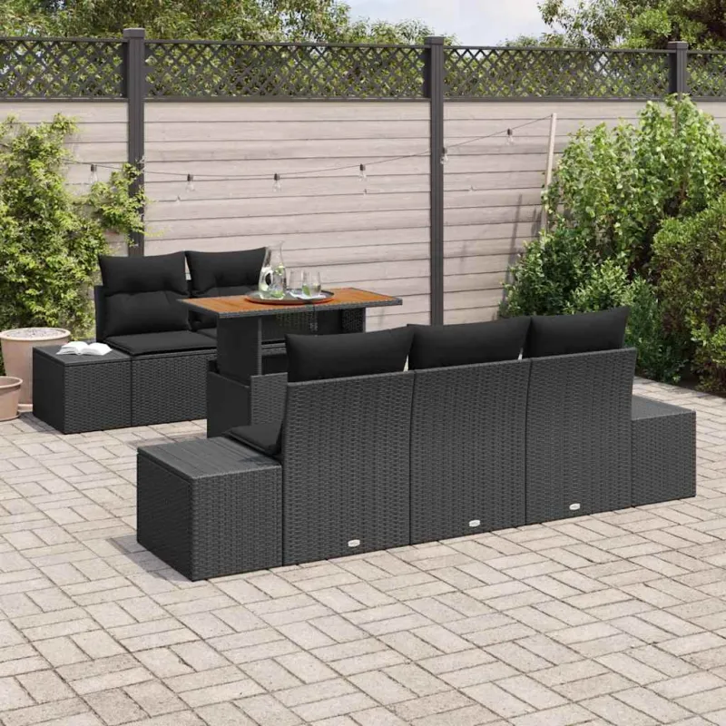 Sodo valgomojo komplektas su pagalve 6 pcs Juoda ir Ruda