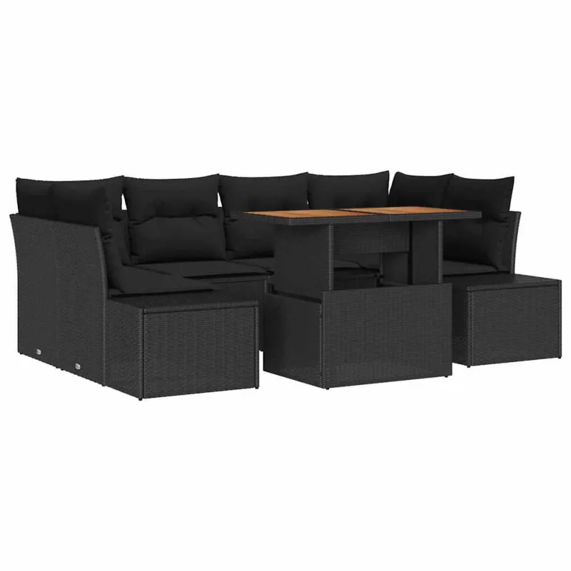 Sodo valgomojo komplektas su pagalve 7 pcs Juoda ir Ruda