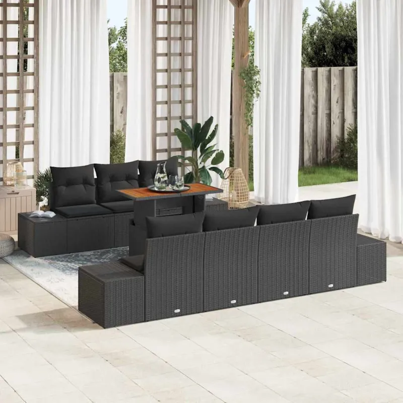 Sodo valgomojo komplektas su pagalve 8 pcs Juoda ir Ruda