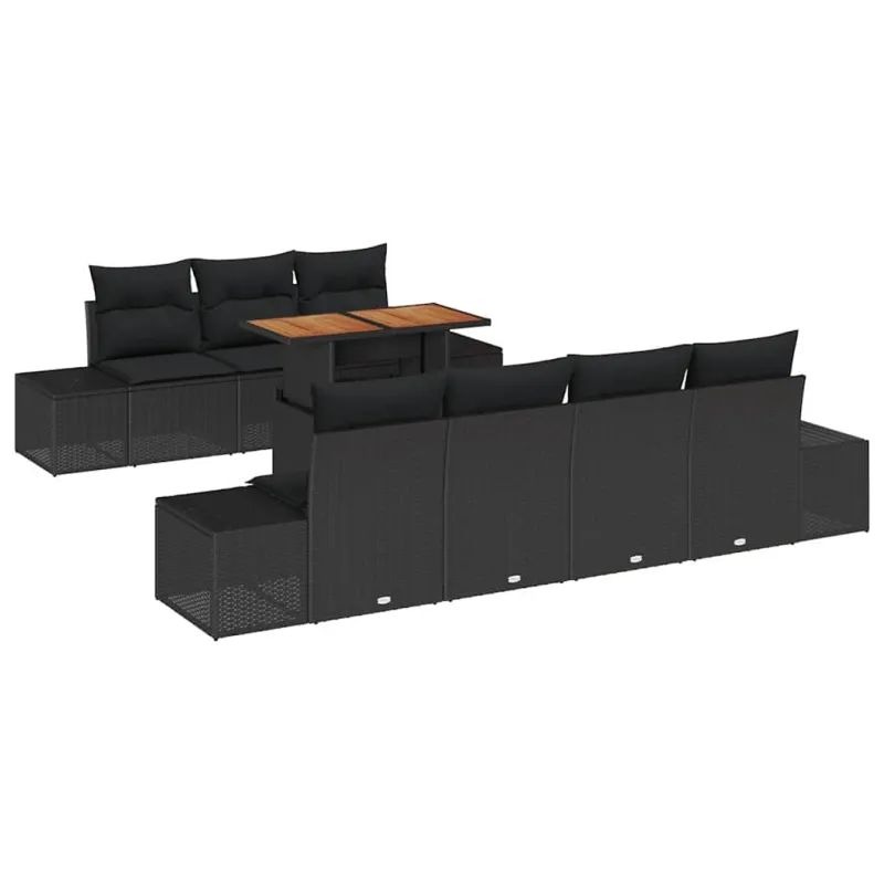 Sodo valgomojo komplektas su pagalve 8 pcs Juoda ir Ruda