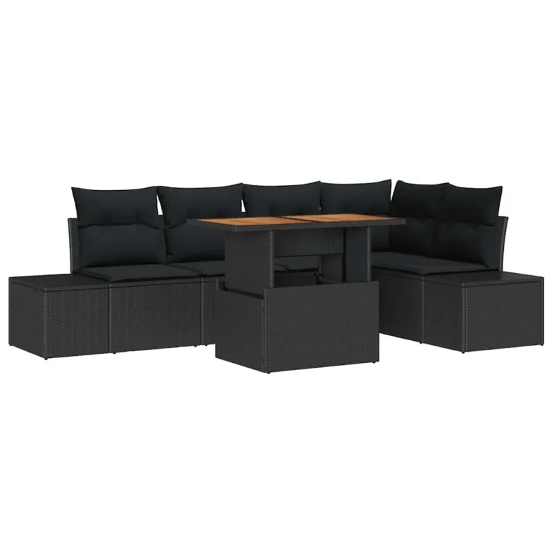 Sodo valgomojo komplektas su pagalve 6 pcs Juoda ir Ruda