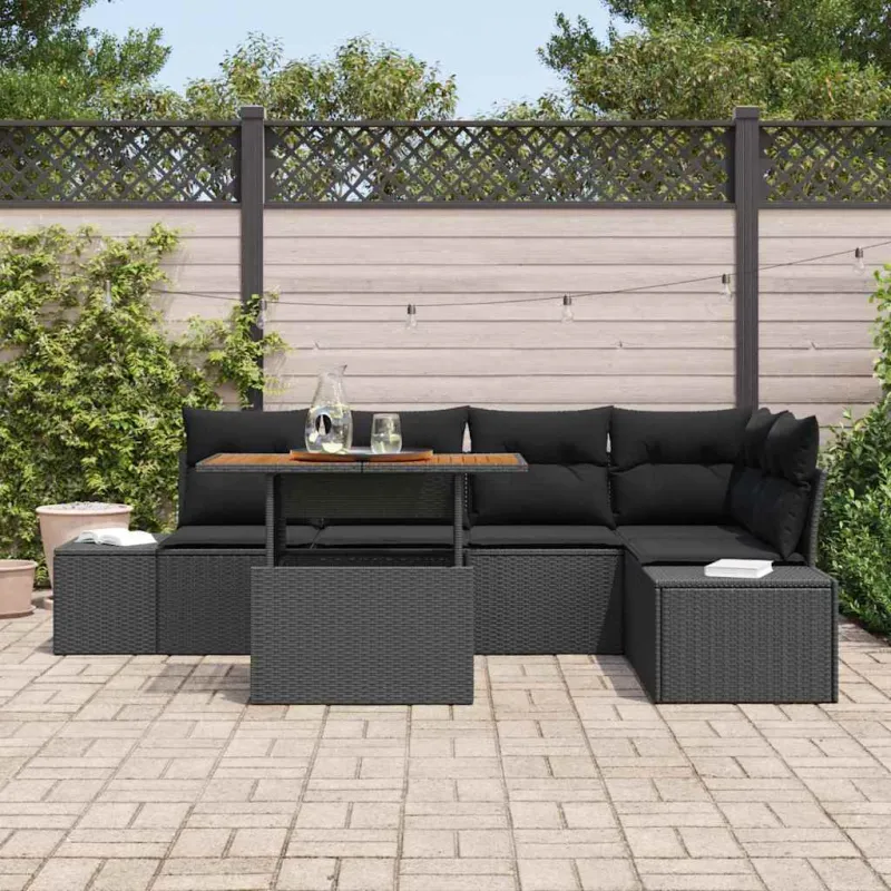 Sodo valgomojo komplektas su pagalve 6 pcs Juoda ir Ruda