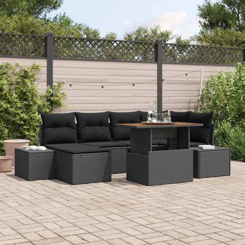 Sodo valgomojo komplektas su pagalve 7 pcs Juoda ir Ruda