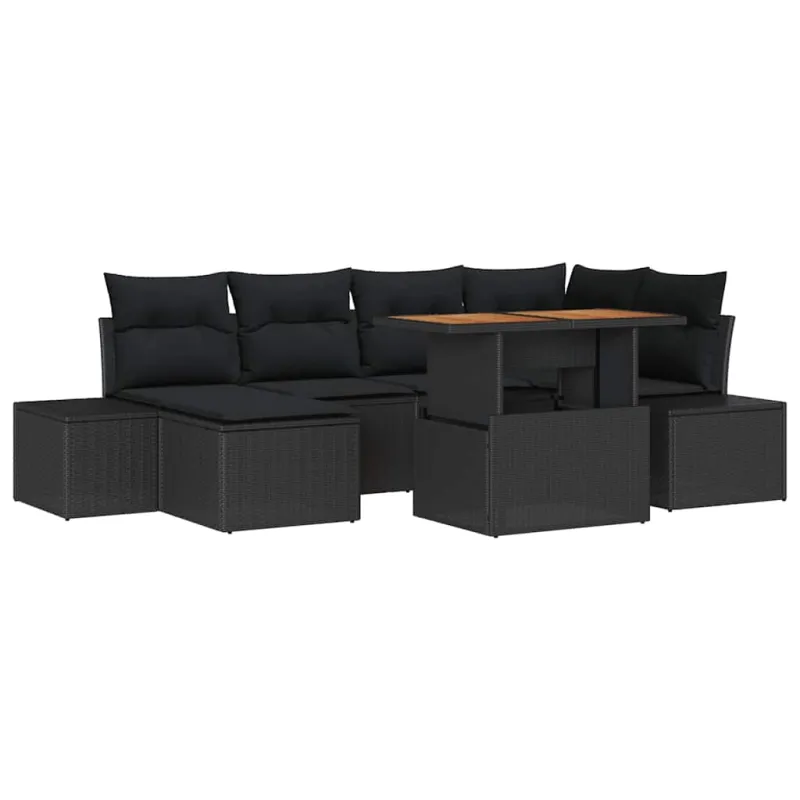 Sodo valgomojo komplektas su pagalve 7 pcs Juoda ir Ruda