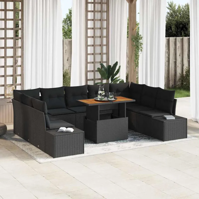 Sodo valgomojo komplektas su pagalve 10 pcs Juoda ir Ruda