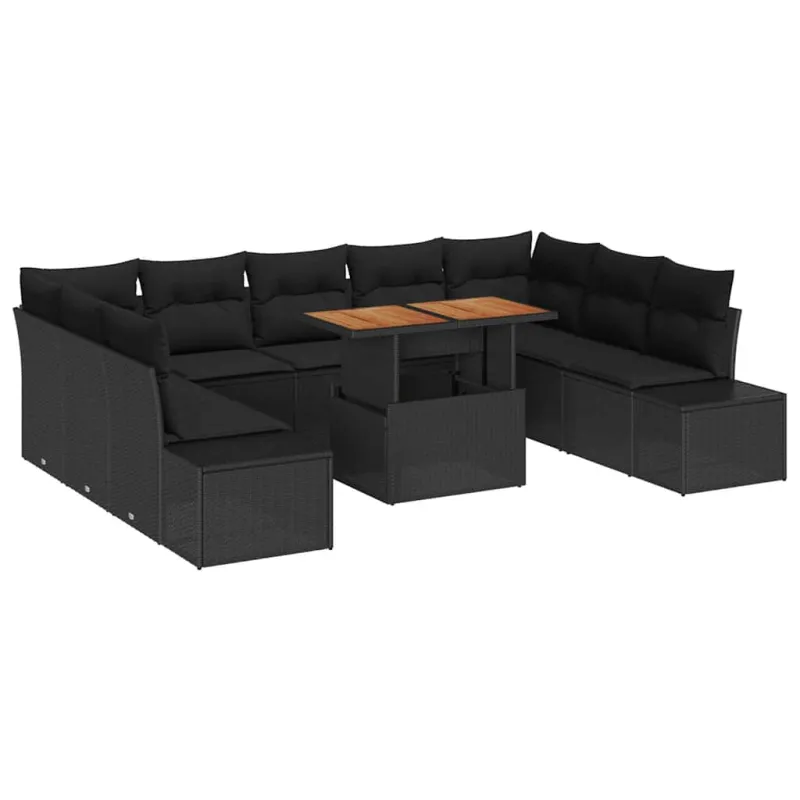 Sodo valgomojo komplektas su pagalve 10 pcs Juoda ir Ruda