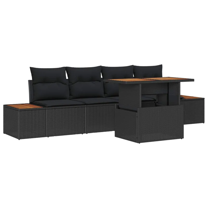 Sodo valgomojo komplektas su pagalve 5 pcs Juoda ir Ruda