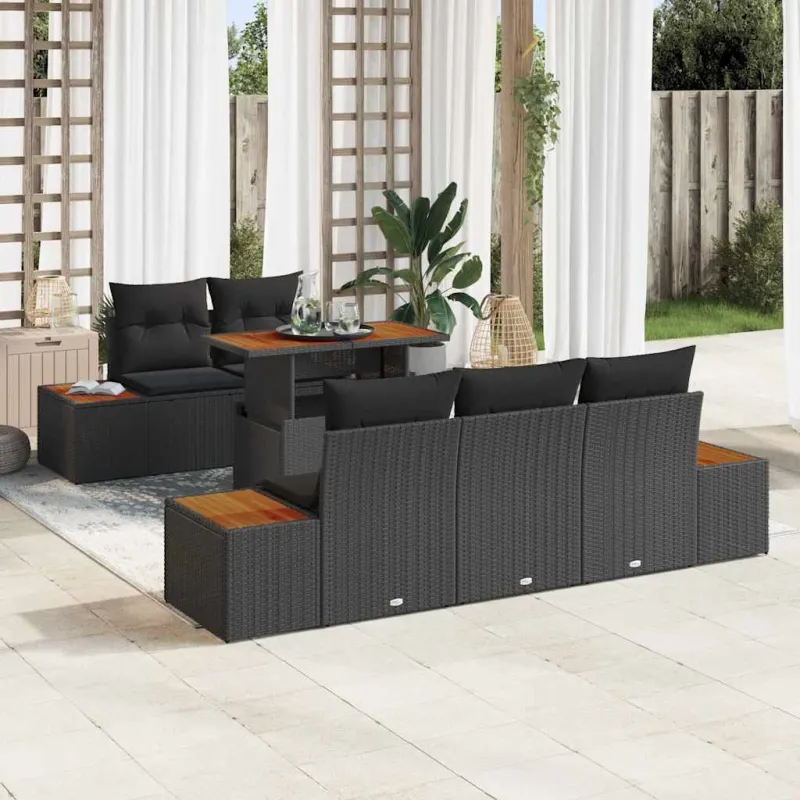 Sodo valgomojo komplektas su pagalve 6 pcs Juoda ir Ruda