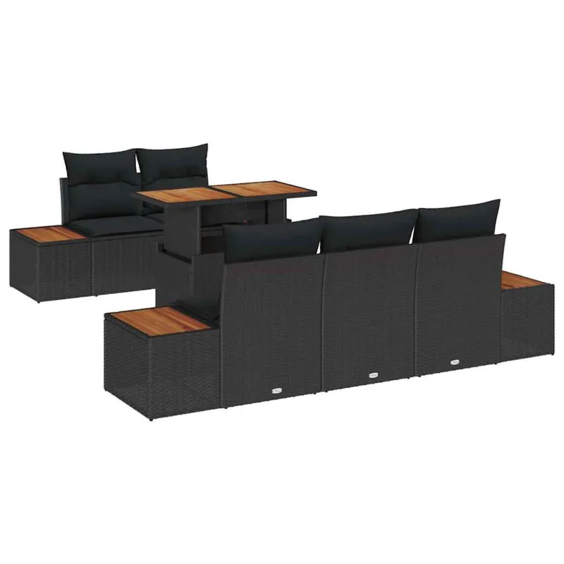 Sodo valgomojo komplektas su pagalve 6 pcs Juoda ir Ruda