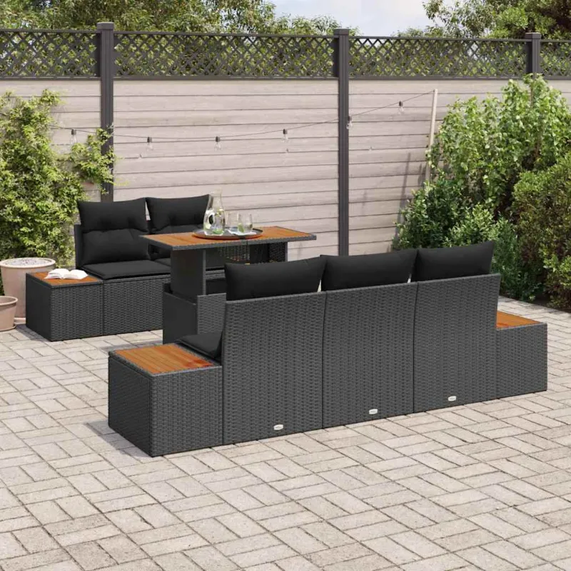 Sodo valgomojo komplektas su pagalve 6 pcs Juoda ir Ruda