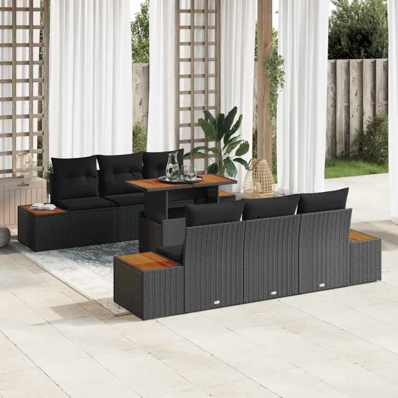 Sodo valgomojo komplektas su pagalve 7 pcs Juoda ir Ruda