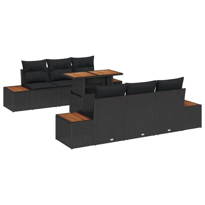 Sodo valgomojo komplektas su pagalve 7 pcs Juoda ir Ruda