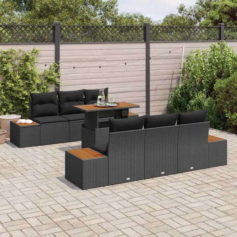 Sodo valgomojo komplektas su pagalve 7 pcs Juoda ir Ruda