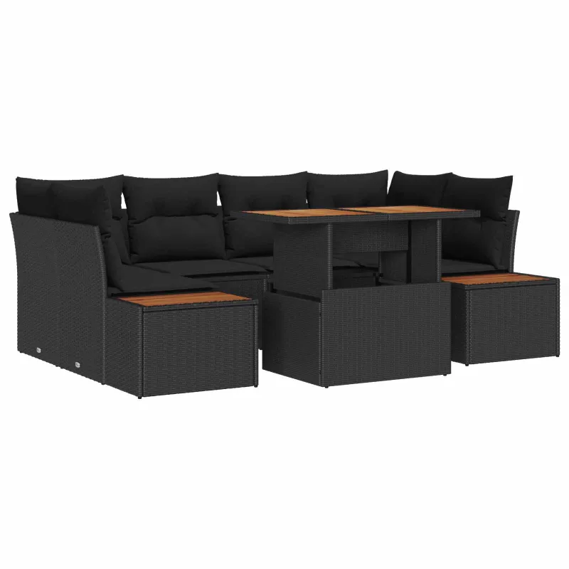 Sodo valgomojo komplektas su pagalve 9 pcs Juoda ir Ruda