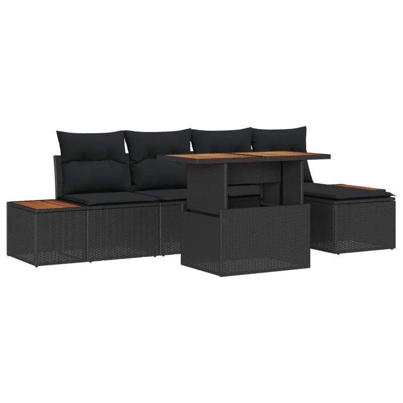 Sodo valgomojo komplektas su pagalve 6 pcs Juoda ir Ruda