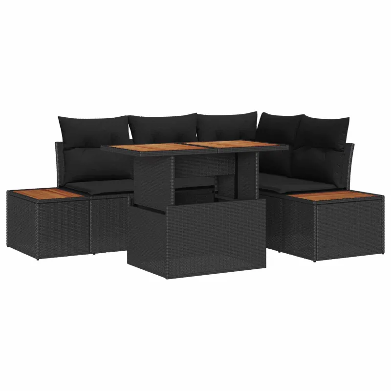 Sodo valgomojo komplektas su pagalve 5 pcs Juoda ir Ruda
