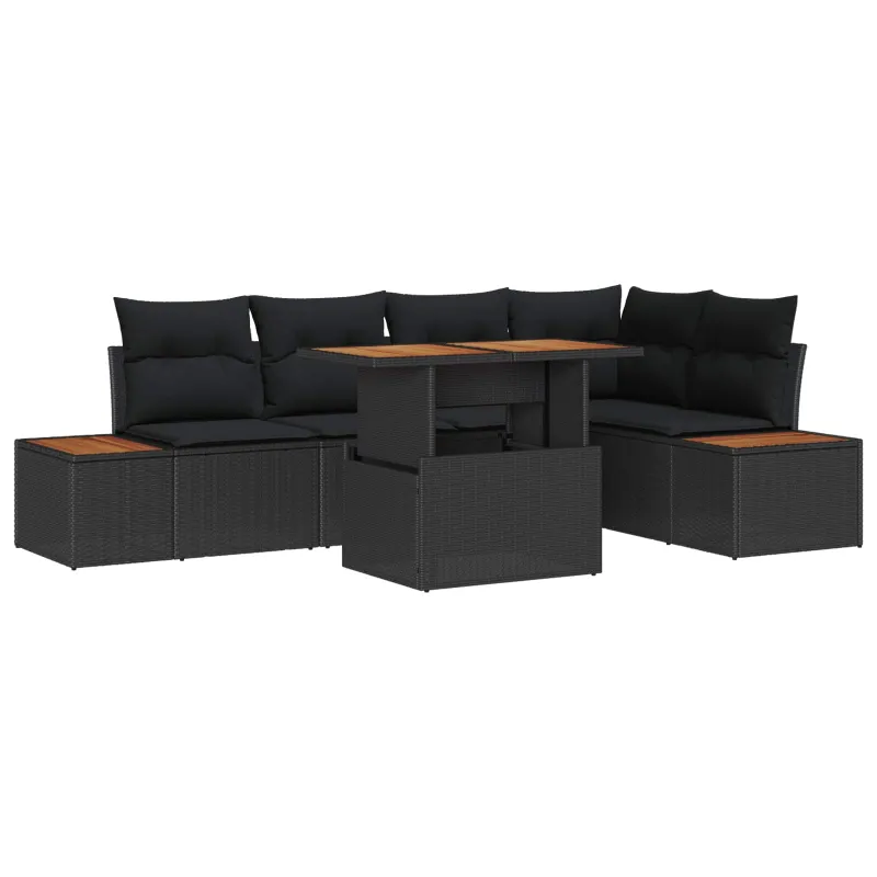Sodo valgomojo komplektas su pagalve 6 pcs Juoda ir Ruda