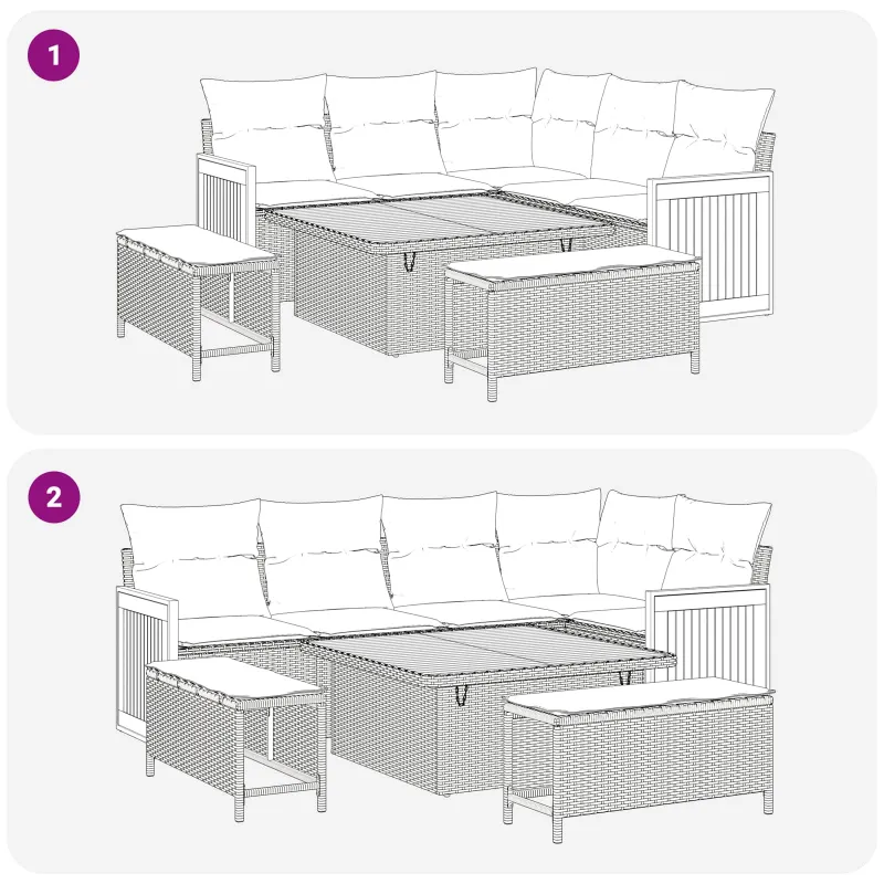 Sodo Sofų Rinkinys su pagalve 8 pcs Juoda