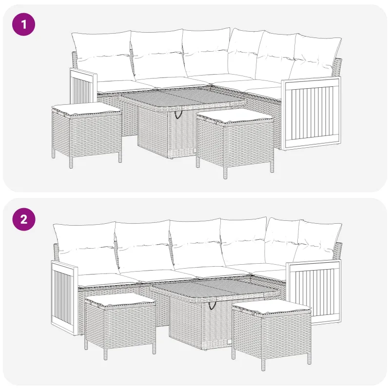 Sodo Sofų Rinkinys su pagalve 8 pcs Juoda