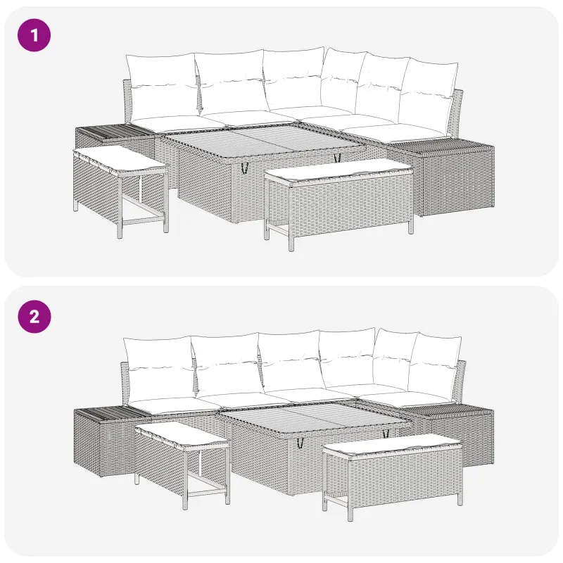 Sodo Sofų Rinkinys su pagalve 8 pcs Juoda