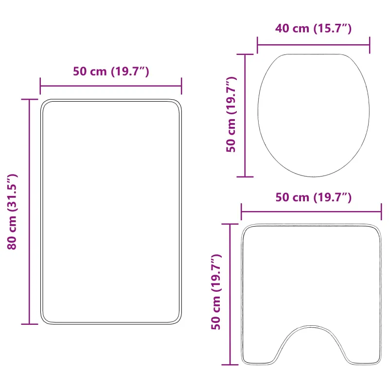 Antisklidus vonios kilimėlių rinkinys 3 pcs Ruda PP