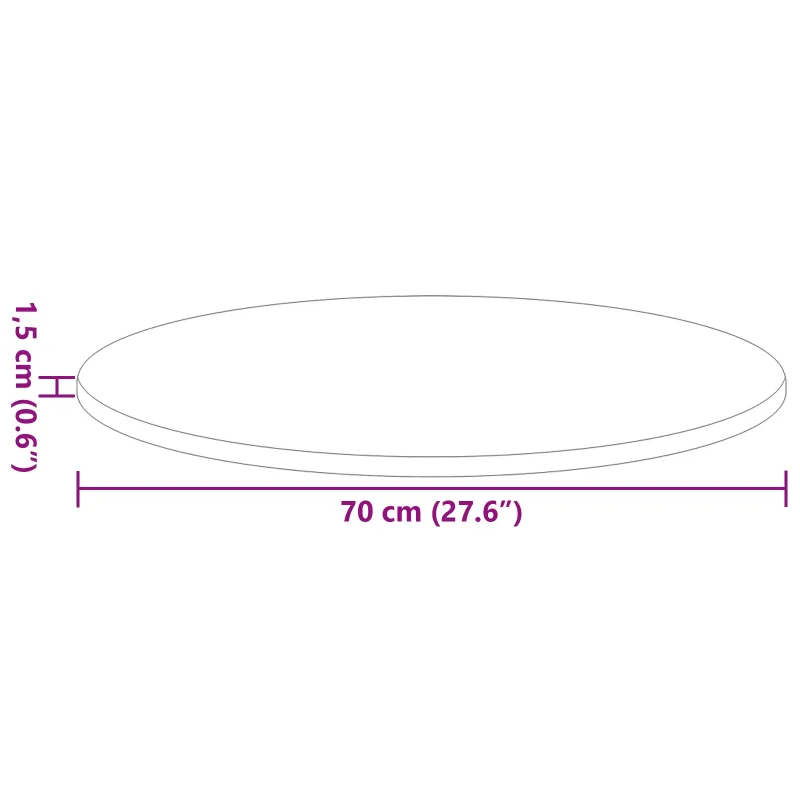 Stalo viršus Juoda Ø 70 x 1,5 cm Apdirbta mediena